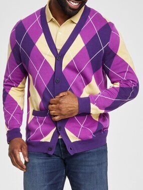 Club Room Argyle Collegiate Cotton Cardigan